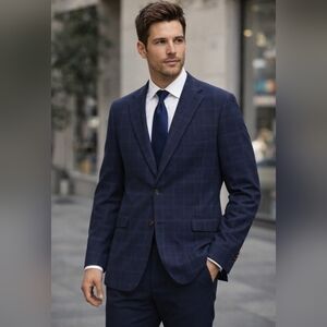 Vintage Joseph Abboud Heritage Men’s Blazer 44R | Italian Wool Fabric | Blue Che